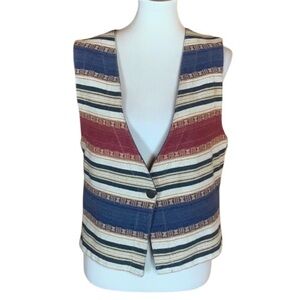 Vintage Orvis tapestry vest with Aztec / Southwest style pattern Size Large